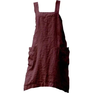 Pamuk Keten Önlük Pocket Cross Sırt Şef Önlükleri Kadınlar Için Xl Kırmızı (Yurt Dışından)