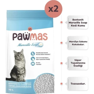 Marsilya Sabunu Kokulu Bentonit Kedi Kumu 10 Lt x 2 Adet