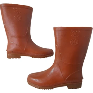 Unisex  Açık Kahve Siyah-Taban  Uzun Yağmur Çizmesi