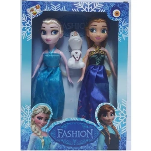 Mavi Elbiseli Elsa Anna Oyuncak Bebek 23CM
