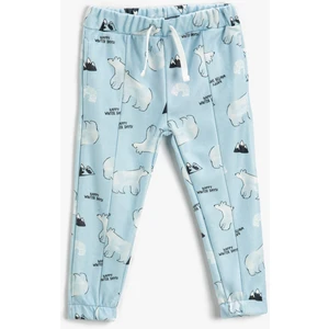 Yumuşak Dokulu Kutup Ayısı Baskılı Jogger Eşofman Altı Cepli Beli Bağlamalı