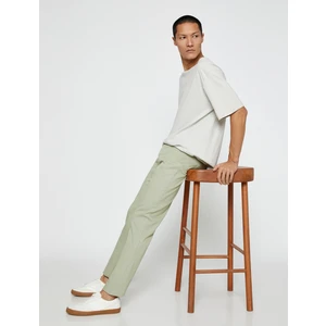 Basic Gabardin Pantolon Slim Fit Düğme Detaylı Cepli