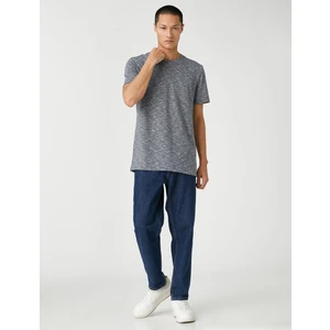 Basic Kırçıllı Tişört Bisiklet Yaka Slim Fit