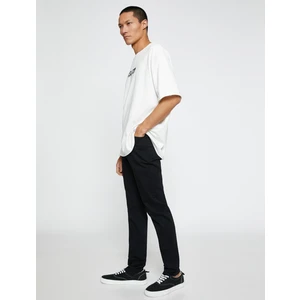 Basic Gabardin Pantolon Slim Fit Düğme Detaylı Cepli
