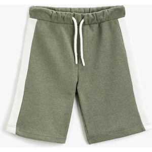 Beli Bağlamalı Şort Kontrast Renkli Dokulu