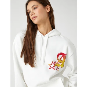 Oversize Sweatshirt Kapüşonlu Baskılı Uzun Kollu