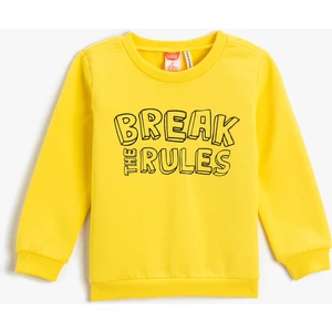Baskılı Sweatshirt Uzun Kollu Bisiklet Yaka