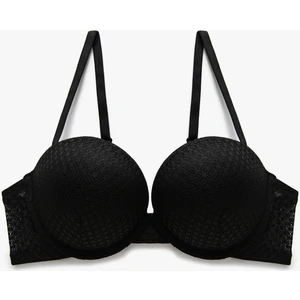 Dantelli Destekli Sütyen Ekstra Dolgulu Balenli Kaplı