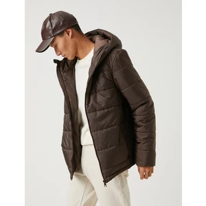 Basic Şişme Mont Kapşonlu Cep Detaylı Fermuarlı