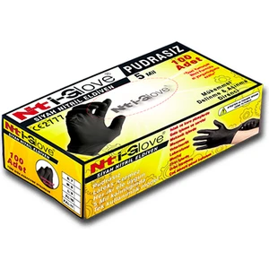 Nt i-Glove Nitril Eldiven Siyah L Pudrasız Eldiven