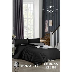 Ely Parker Kolay Ütülenebilir Çift Yönlü Yorgan Kılıfı-Tek Kişilik Yatak (160X220) Siyah-Gri