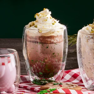 Pia Çift Cidarlı Green Glitter Su Bardağı 350 ml