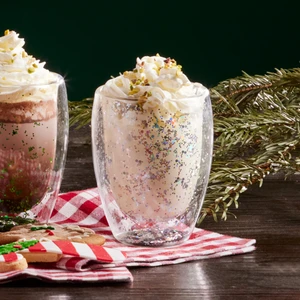 Pia Çift Cidarlı Silver Glitter Su Bardağı 350 ml