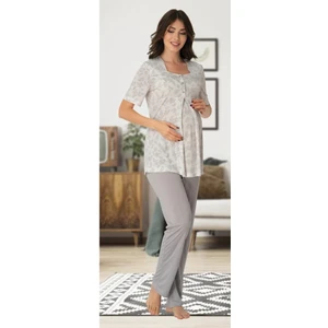 Kadın Gri Lohusa Hamile Pijama Takımı 8012