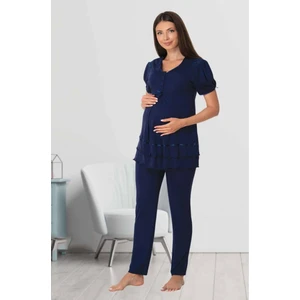 Kadın Lohusa Hamile Lacivert Pijama Takımı 8022