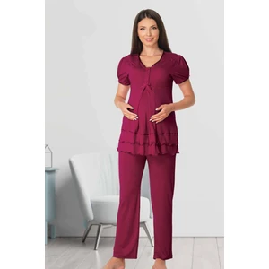 Kadın Lohusa Hamile Vişne Pijama Takımı 8022