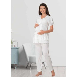 Kadın Lohusa Hamile Ekru Pijama Takımı 8022