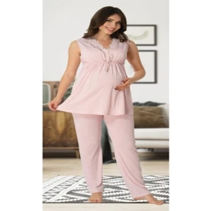 Kadın Pembe Hamile Lohusa Pijama Takımı 8032