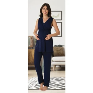 Kadın Lacivert Hamile Lohusa Pijama Takımı 8032