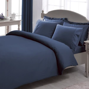 Lacivert Stripe Pamuk Saten King Size Nev.tak.