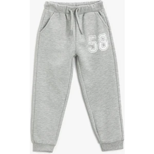 Basic Jogger Eşofman Altı Cepli Beli Bağlamalı Baskı Detaylı