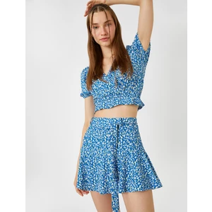 Çiçekli Kuşaklı Şort Etek