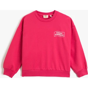 Basic Sweatshirt Baskılı Detaylı Uzun Kollu Bisiklet Yaka