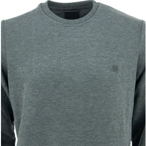Erkek Kışlık Bisiklet Yaka Armalı Uzun Kollu Rahat Kesim Likralı Pamuklu Dokuma Sweatshirt