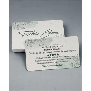 Anka Design Teşekkür Kartı Çift Yön Baskı Oval Kesimli 8 x 5 cm 350GR Kuşe- 25 Adet