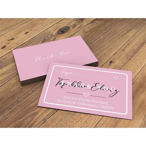 Anka Design Teşekkür Kartı Çift Yön Baskı Selefonlu 8 x 5 cm 350GR Kuşe- 25 Adet
