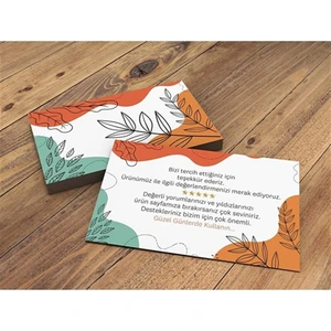 Anka Design Teşekkür Kartı Çift Yön Baskı Selefonlu 8 x 5 cm 350GR Kuşe- 25 Adet