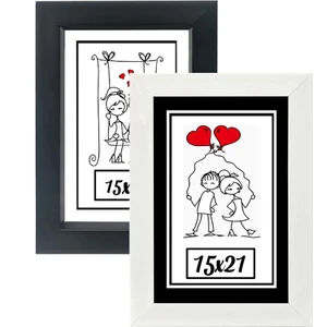 Özcanlar Çerçeve 15X21-2'LI Fotoğraf Çerçevesi Siyah-Beyaz Modern Ofis Sanat Ev Home Dekoratif Çerçeve