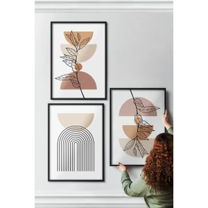 Özcanlar Çerçeve Çerçeveli Tablo Modern Sanatsal  Dekorasyon Ev Dekoru Üçlü Çerçeve Abstract