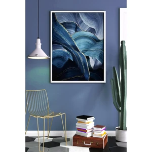 Özcanlar Çerçeve Beyaz Çerçeveli Tablo Modern Sanatsal  Dekorasyon Ev Dekoru Tekli Çerçeve Abstract Mavi ÖZC--417