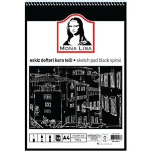 Nusrat Bilişim Monalisa Eskiz Defteri Kara Telli A4 150 gr 40 Yp MN02-4