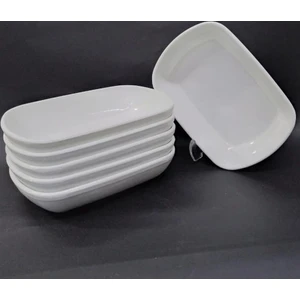 6 Adet Beyaz Melamin Kayık Tabak 14X10CM Orta Boy Salata Tabağı