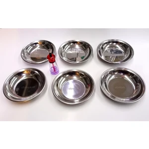 Sihirli Tuzluk Hediye 6 Adet 18CM Paslanmaz Çelik Çukur Yemek Tabağı Dubleporsyon Garanti Metal Abak