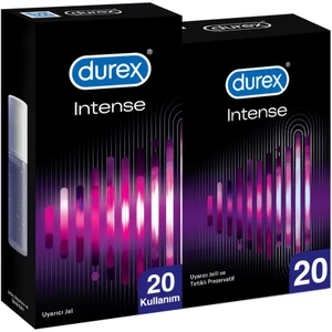 Intense 20'li Uyarıcı Jelli ve Tırtıklı Prezervatif Prezervatif + Durex Intense Uyarıcı Jel 10 ml