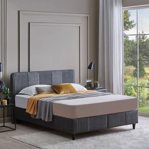 Bedding Wool Sense Çift Kişilik Baza - Başlık Set - Koyu Gri