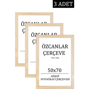 Özcanlar Çerçeve 3 'lü  Takım Ahşap Çerçeve  Ahşap Resim Çerçevesi  50X70 Doğal Ahşap Çerçeve Ham Ahşap
