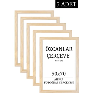 Özcanlar Çerçeve 5 'li  Takım Ahşap Çerçeve  Ahşap Resim Çerçevesi  50X70 Doğal Ahşap Çerçeve Ham Ahşap