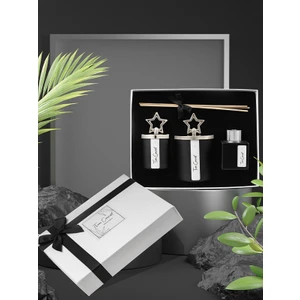 Tiem Concept Yılbaşı Kutulu Siyah Renkli Vanilya Kokulu Yıldız Tepelikli 3'lü Mum ve Oda Koku Seti