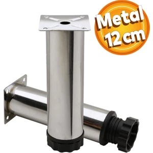 Akça Ayarlanabilir Mobilya Kanepe Koltuk Baza Yükseltme Yükseltici Ayağı Metal Ayakları 12 Cm Krom