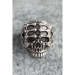 Fildişi Aksesuar Miğferli Kuru Kafa Şekilli Erkek Yüzük Gümüş Kaplama Ayarlanabilir El Yapımı Erkek Yüzük