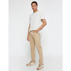 Basic Gabardin Pantolon Slim Fit Düğme Detaylı Cepli