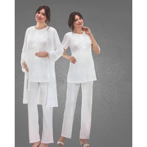 2036 Hamile Lohusa 3lü Pijama Sabahlık Takım