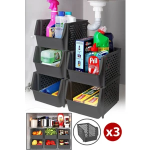 Esnaf Dede Dolap Içi Organizer Banyo Mutfak Tezgah Altı Buzdolabı Içi Düzenleyici Sebze Meyve Sepeti Raf 3 Adet