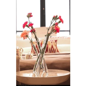 Homm Days Şeffaf Cam Vazo 29x11 cm – 3 Ayaklı Çapraz Standlı, Modern ve Minimalist Dekoratif Tasarım