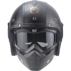 Retro Harley Kask Deri Kişilik Kask Elektrikli Yarım Kask Kask (Yurt Dışından)