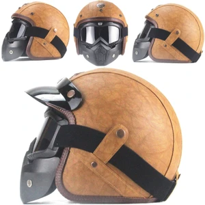 Retro Harley Kask Deri Kişilik Kask Elektrikli Yarım Kask Kask (Yurt Dışından)